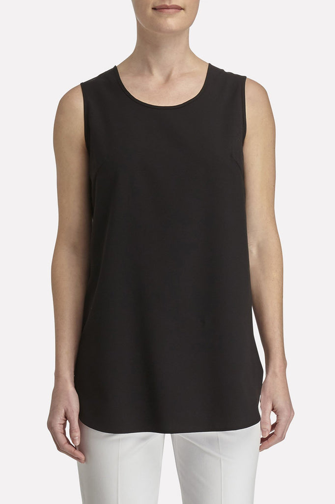 Long Sleeveless Woven Tunic Color Black
