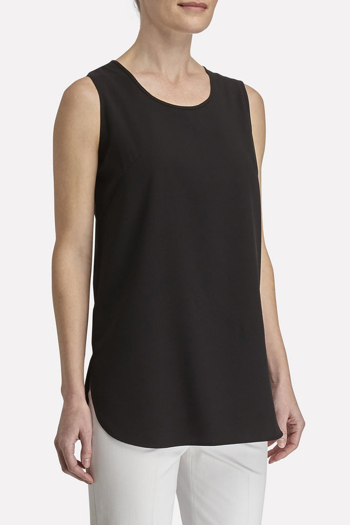 Long Sleeveless Woven Tunic Color Black