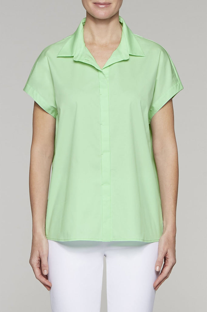 Pleated Back Button-Up Blouse Color Mint