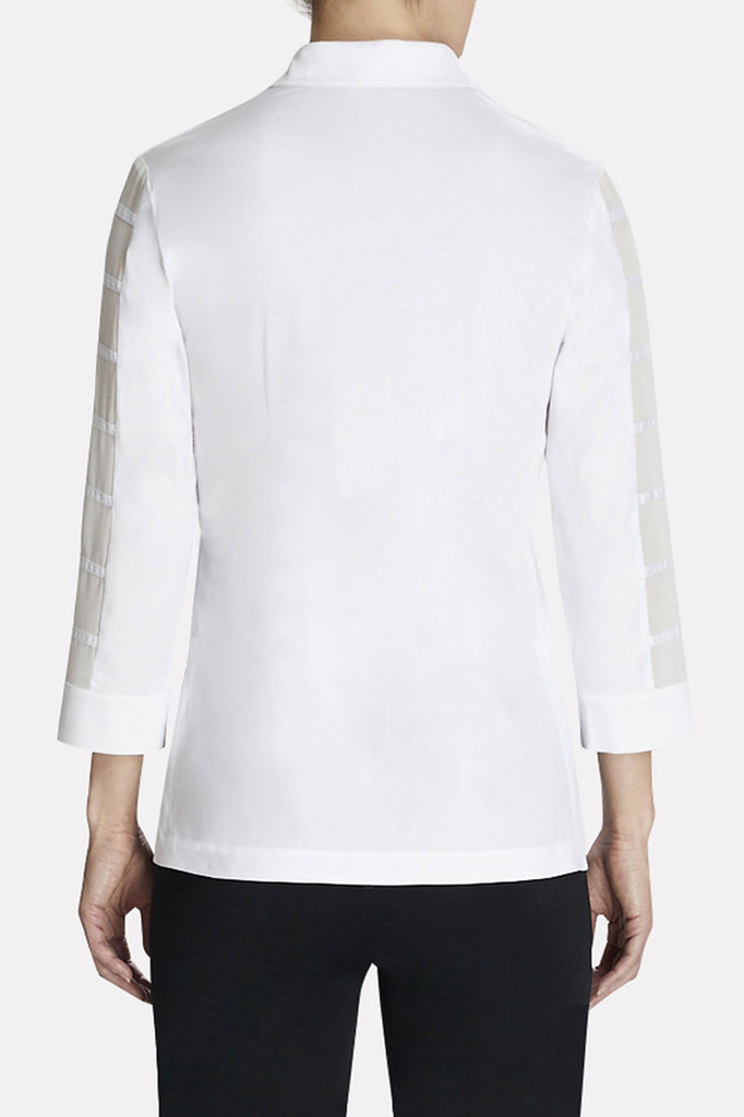Sheer Sleeve Cotton Blouse Color White