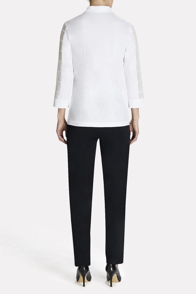 Sheer Sleeve Cotton Blouse Color White