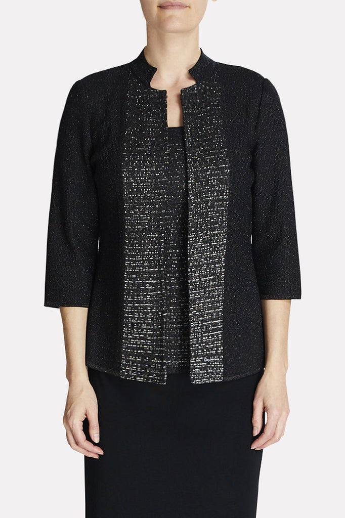 Silver Shimmer Knit Jacket Color Black/Silver