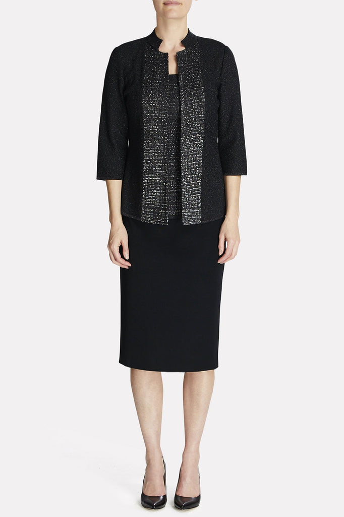 Silver Shimmer Knit Jacket Color Black/Silver