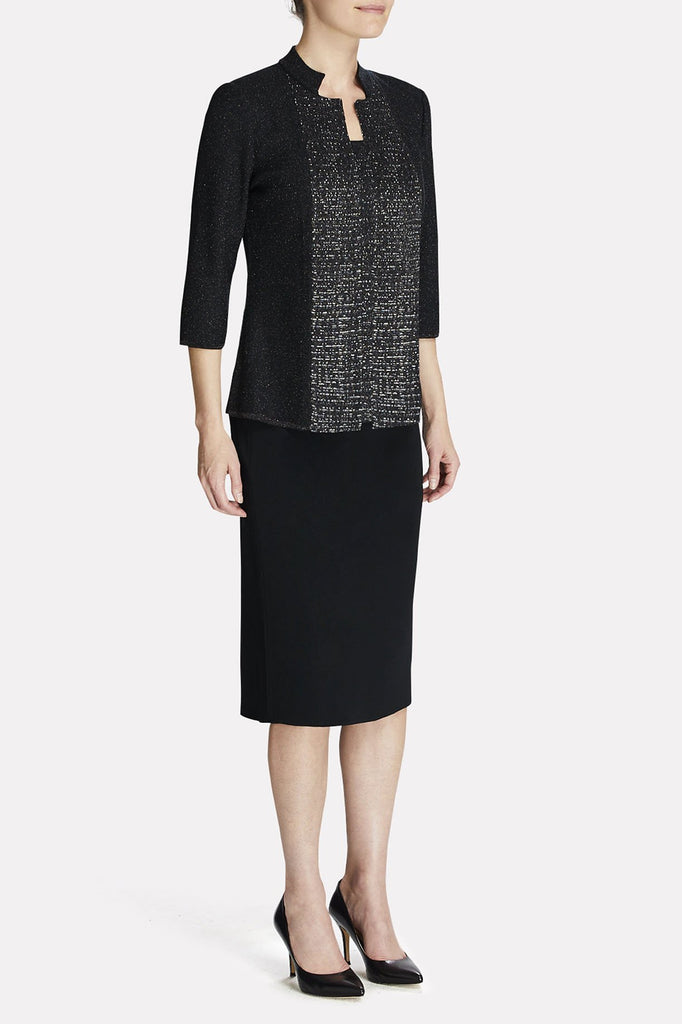 Silver Shimmer Knit Jacket Color Black/Silver