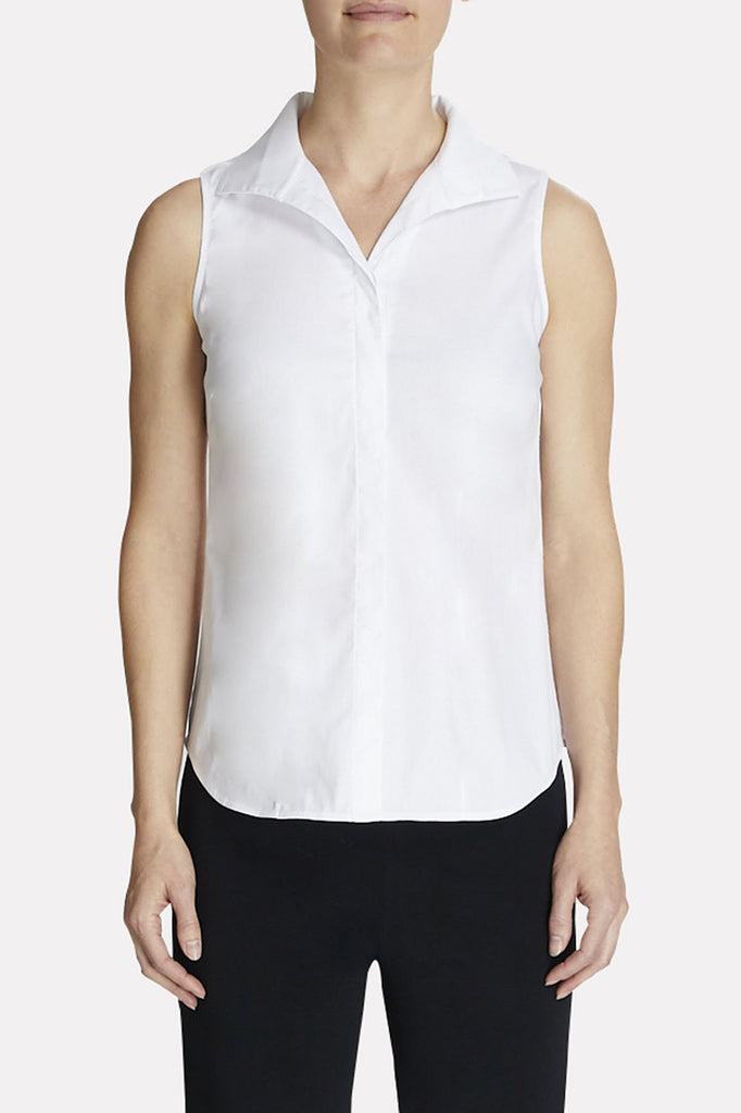 Sleeveless Tailored Blouse Color White