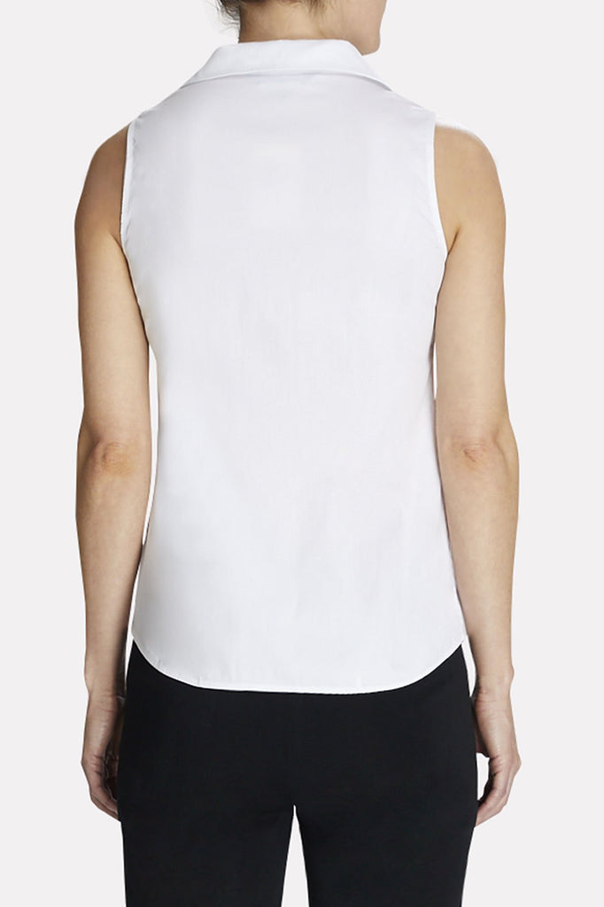 Sleeveless Tailored Blouse Color White