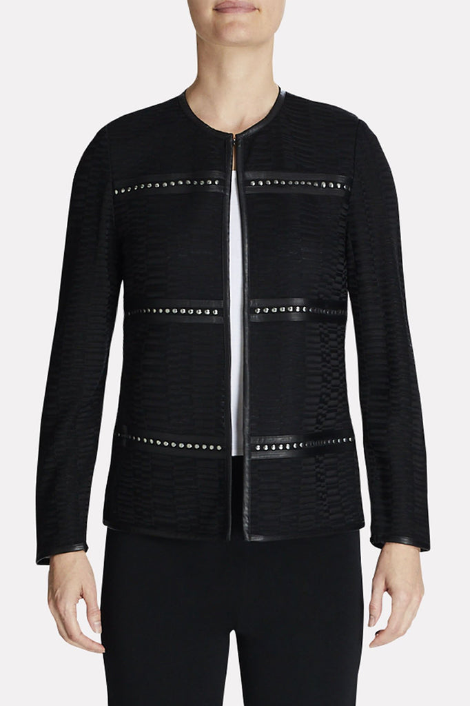 Studded Leather Framed Jacket Color Black