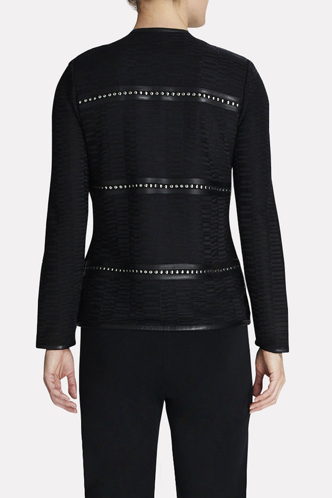 Studded Leather Framed Jacket Color Black