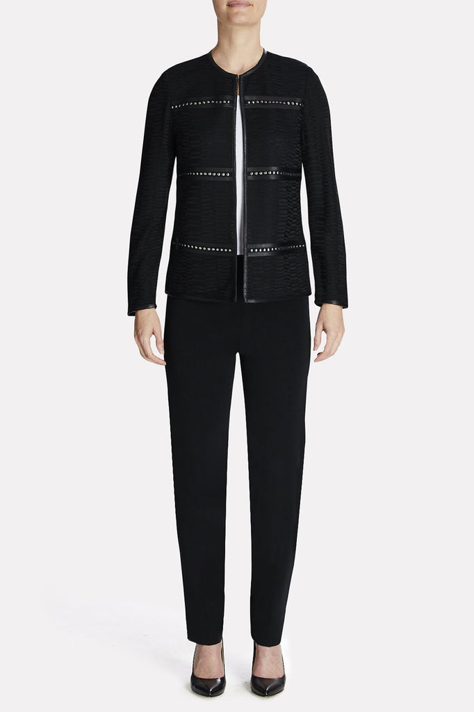 Studded Leather Framed Jacket Color Black