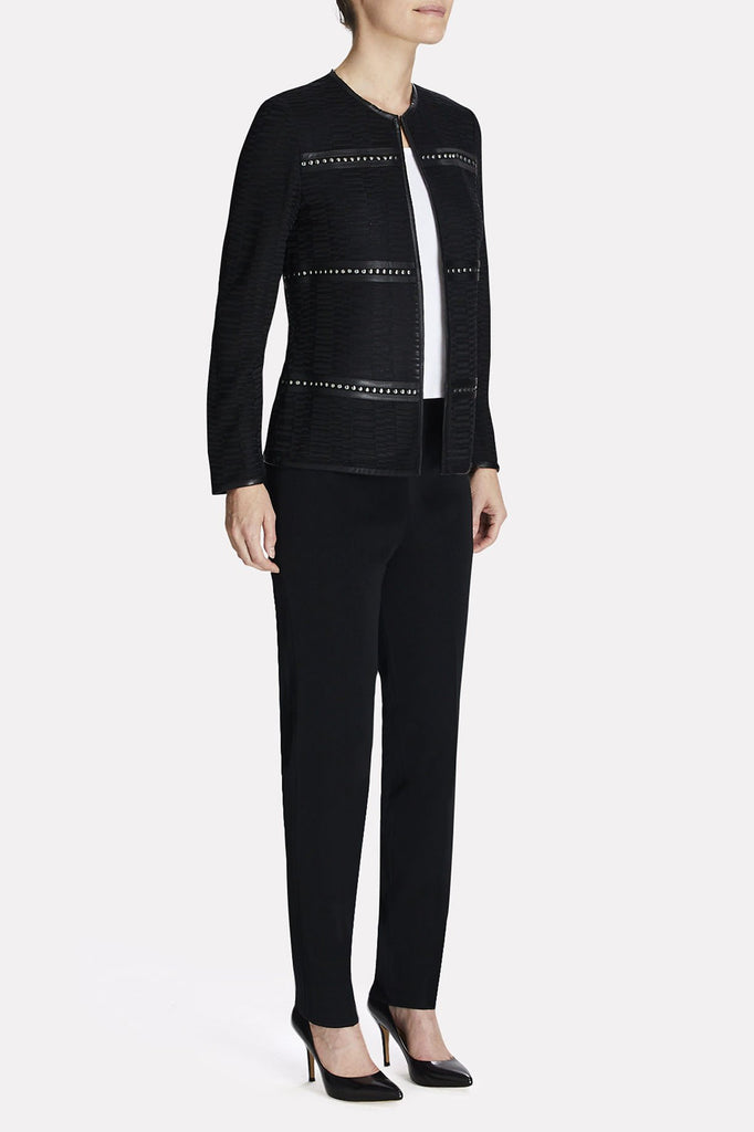 Studded Leather Framed Jacket Color Black