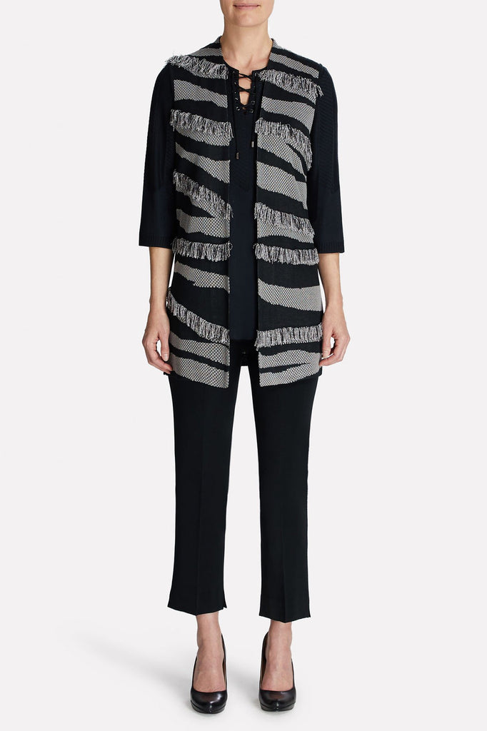 Textured Fringe Vest Color Black/Sterling