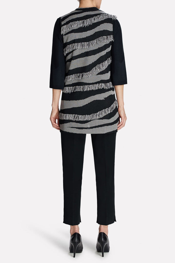 Textured Fringe Vest Color Black/Sterling
