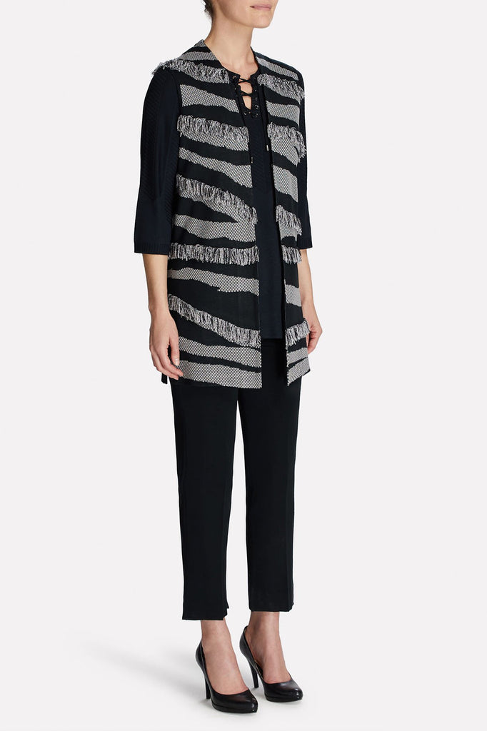 Textured Fringe Vest Color Black/Sterling