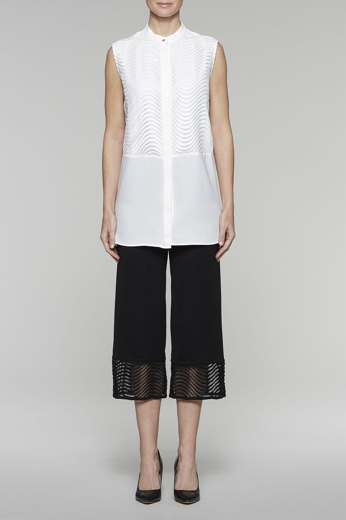 Wave Stitch Sleeveless Tunic Color White