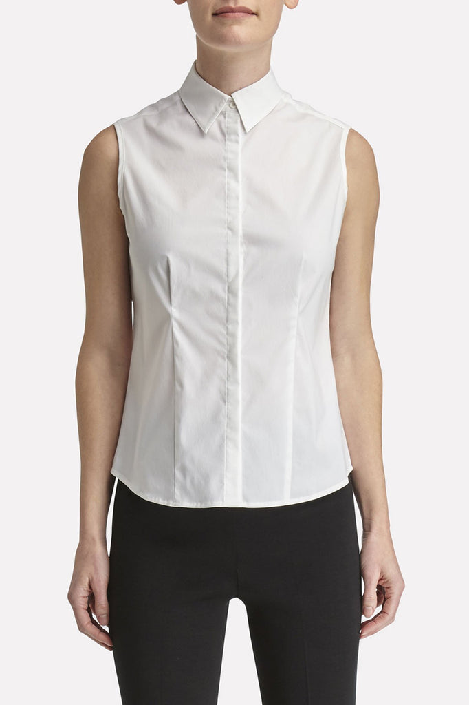 Sleeveless Button-Up Blouse Color White