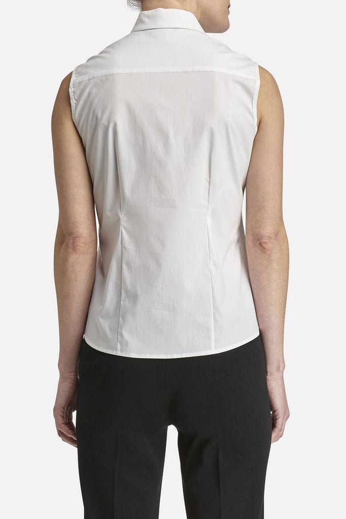 Sleeveless Button-Up Blouse Color White