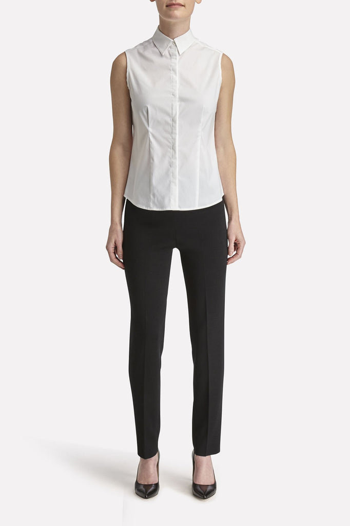 Sleeveless Button-Up Blouse Color White