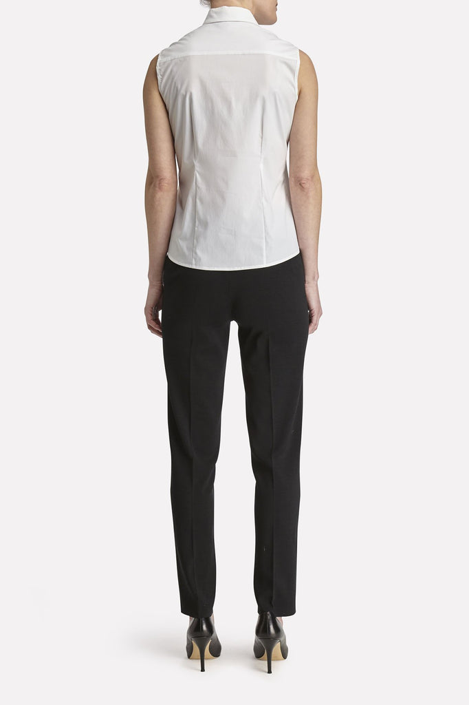 Sleeveless Button-Up Blouse Color White