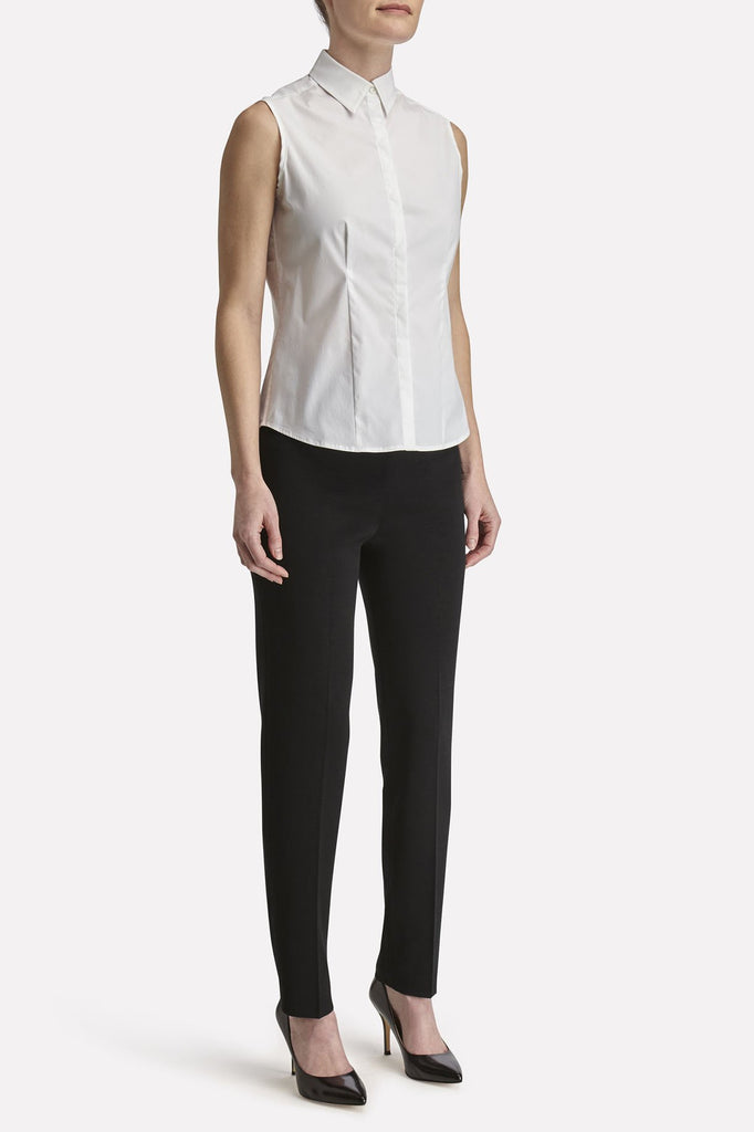 Sleeveless Button-Up Blouse Color White