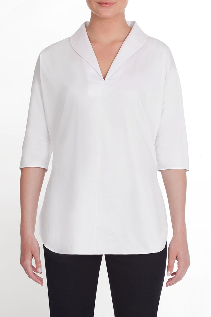 Relaxed V-Neck Woven Tunic Color White