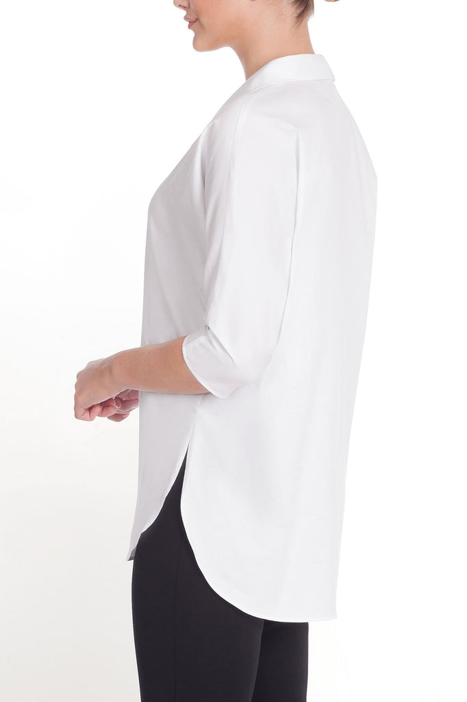 Relaxed V-Neck Woven Tunic Color White