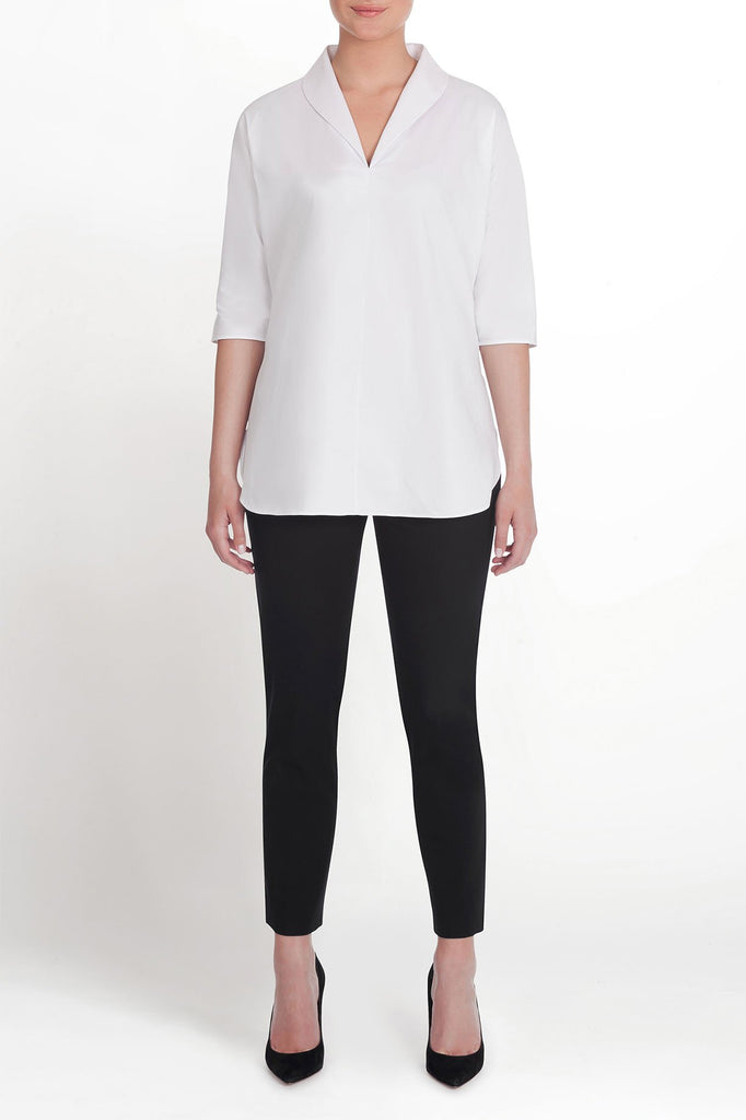 Relaxed V-Neck Woven Tunic Color White