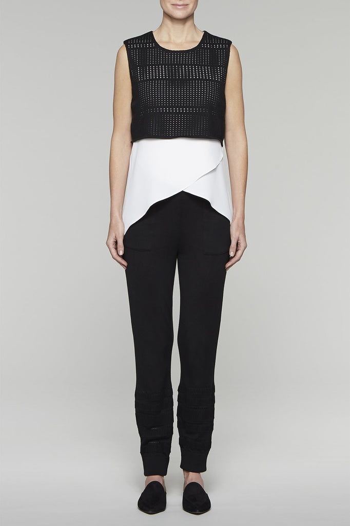 Eyelet Layered Tank Tunic Color White/Black