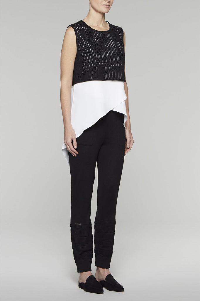 Eyelet Layered Tank Tunic Color White/Black