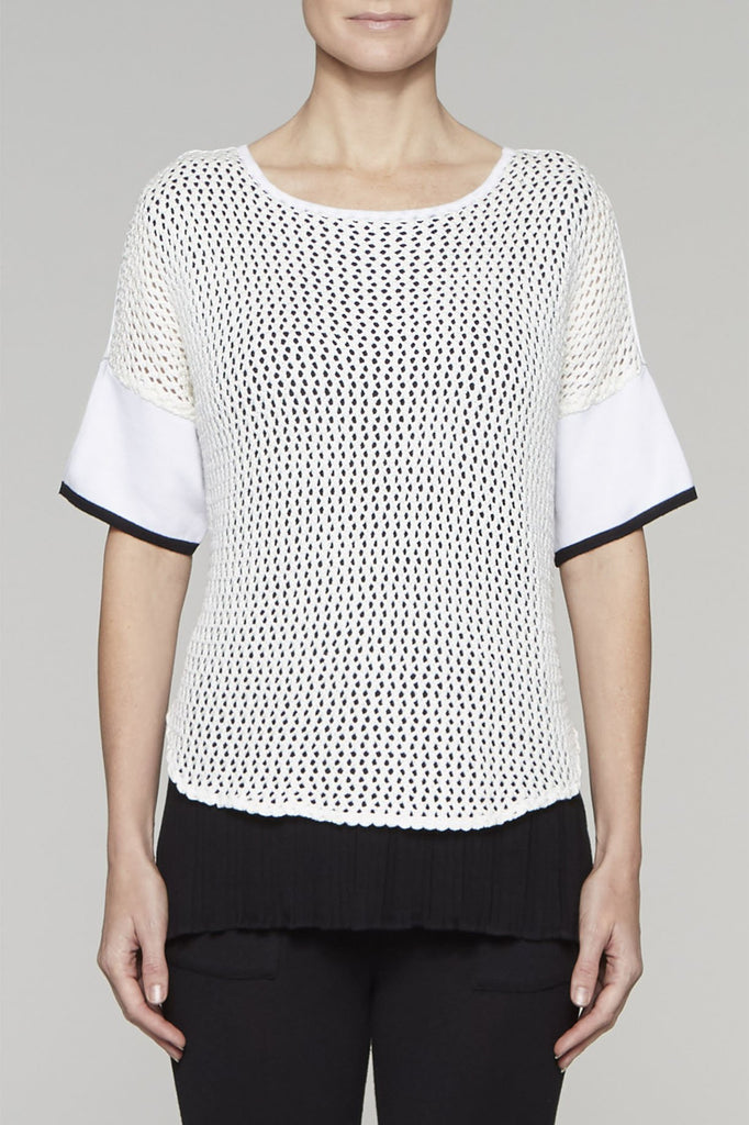 Lace Knit Layered Tunic Color White/Black