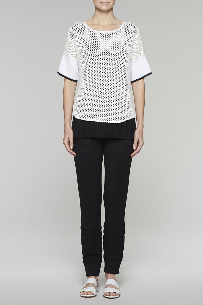 Lace Knit Layered Tunic Color White/Black