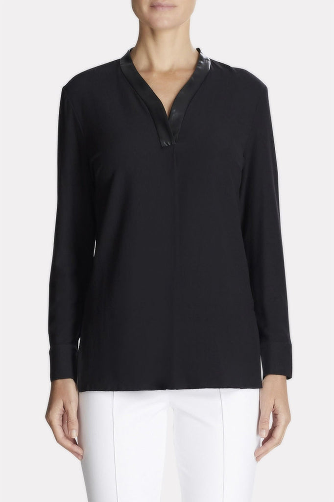 Leather Trimmed Shirt Color Black