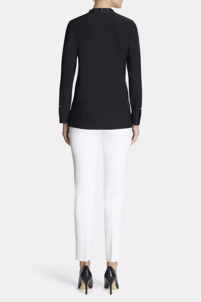 Leather Trimmed Shirt Color Black