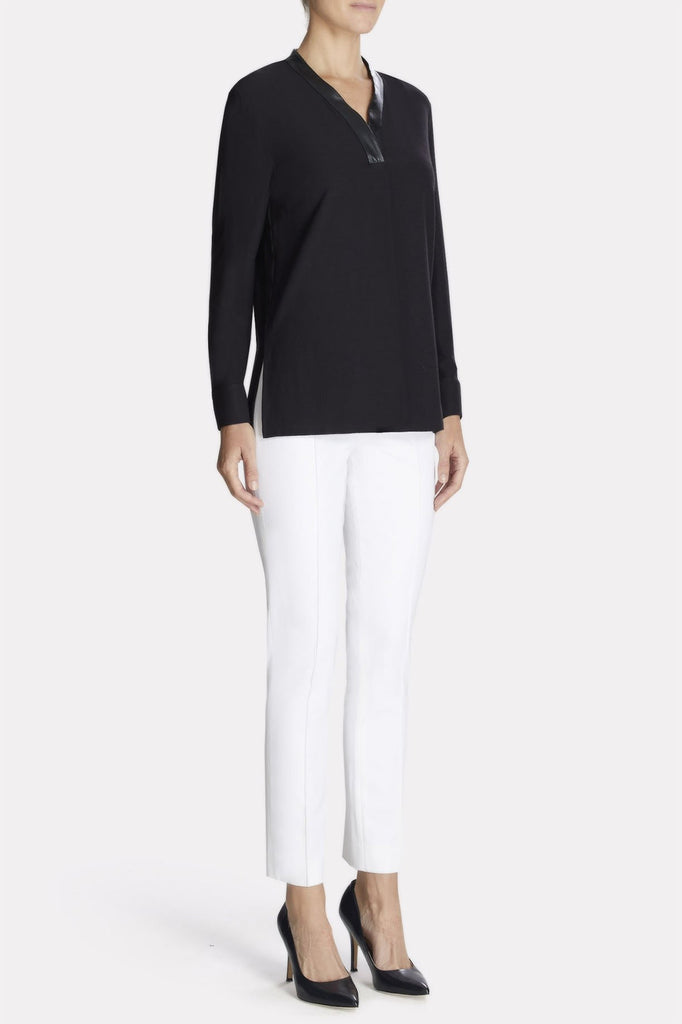 Leather Trimmed Shirt Color Black