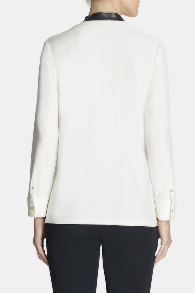 Leather Trimmed Shirt Color White/Black