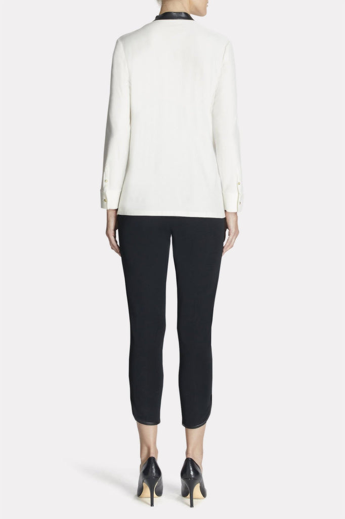 Leather Trimmed Shirt Color White/Black