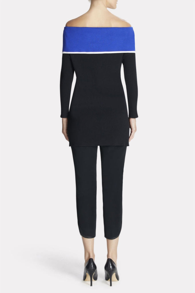 Off-The-Shoulder Colorblock Tunic Color Blue Flame/Black/Ivory