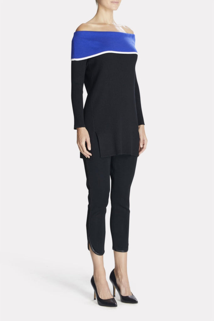 Off-The-Shoulder Colorblock Tunic Color Blue Flame/Black/Ivory