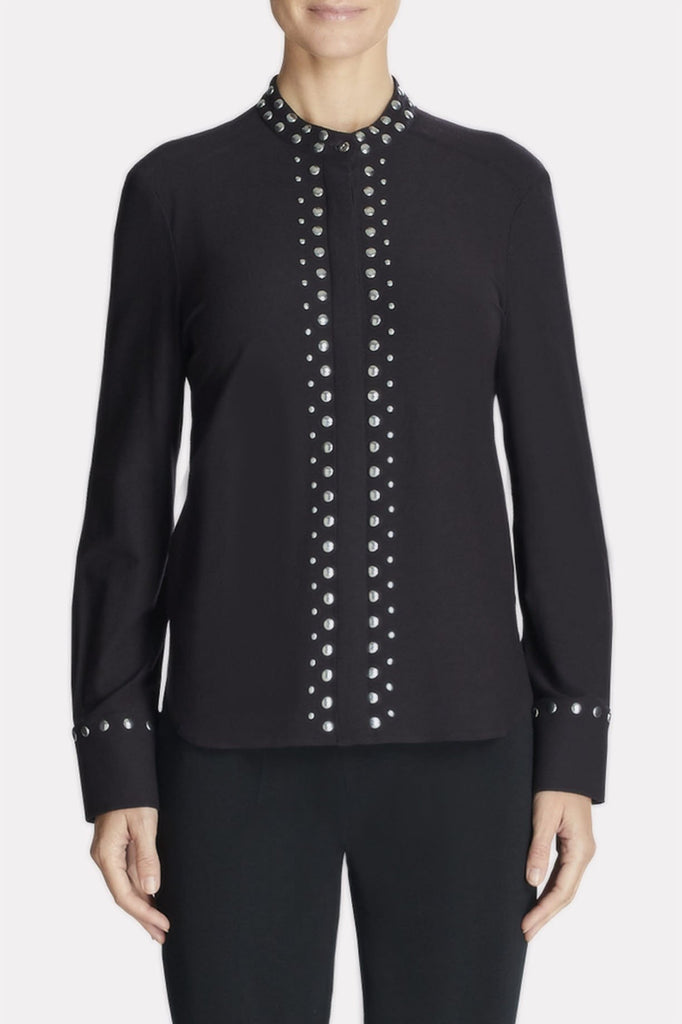 Studded-Trim Shirt Color Black