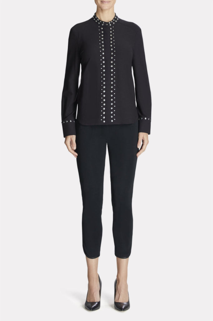 Studded-Trim Shirt Color Black