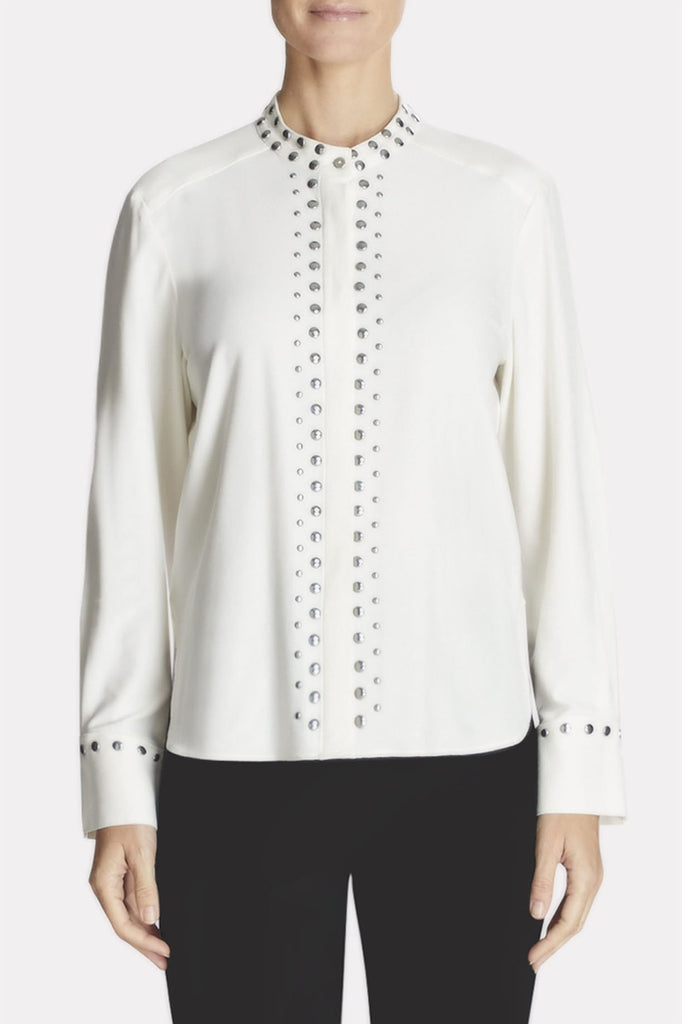 Studded-Trim Shirt Color White
