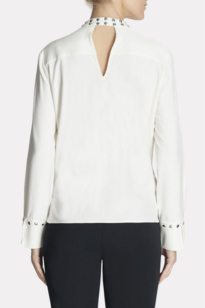 Studded-Trim Shirt Color White