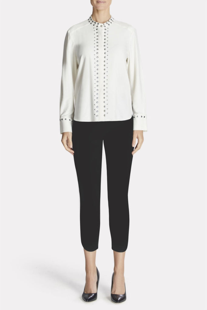 Studded-Trim Shirt Color White