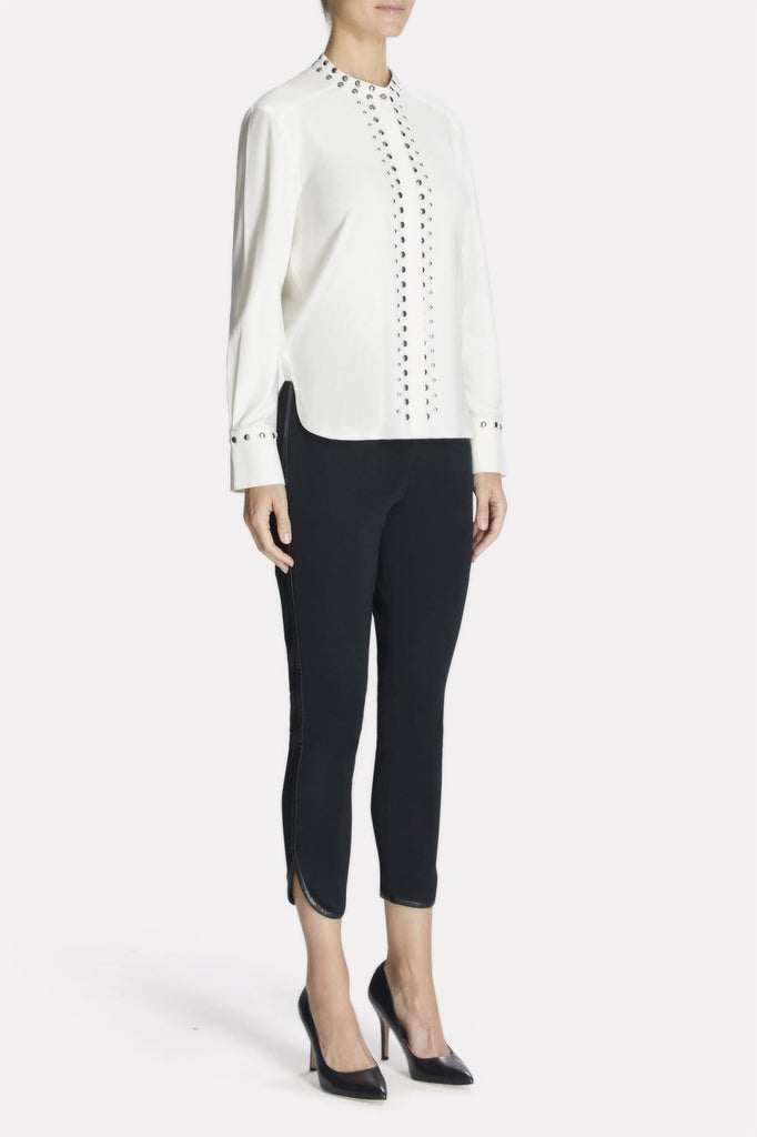Studded-Trim Shirt Color White