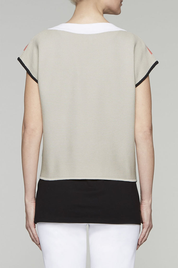 Three-Way Wrap Top Color Daylily/Almond Beige/White/Black