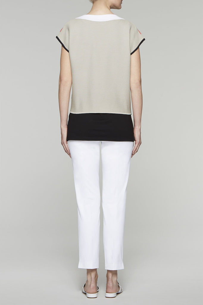 Three-Way Wrap Top Color Daylily/Almond Beige/White/Black