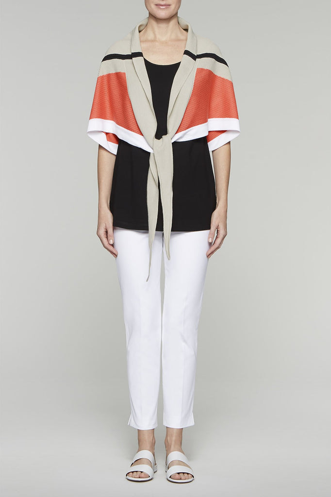 Three-Way Wrap Top Color Daylily/Almond Beige/White/Black