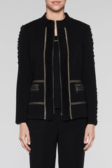 Ruched Trim Zip Jacket Color Black/Cedar
