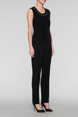 Coffee Scoop Neck Tank Color Black/Cedar