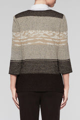 Textured Square Neck Jacket Color Cedar/Coffee/Woodchip