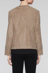 Suede Grommet Trim Jacket Color Cedar